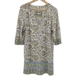 Lucky Brand Women's M M Tunic Dress V Neck 3/4 Sleeve‎ Paisley Print